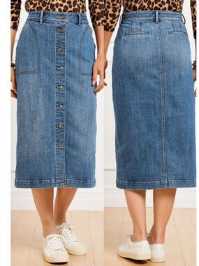 NWT TALBOTS Denim Midi Skirt - Tidal Wash Size 8